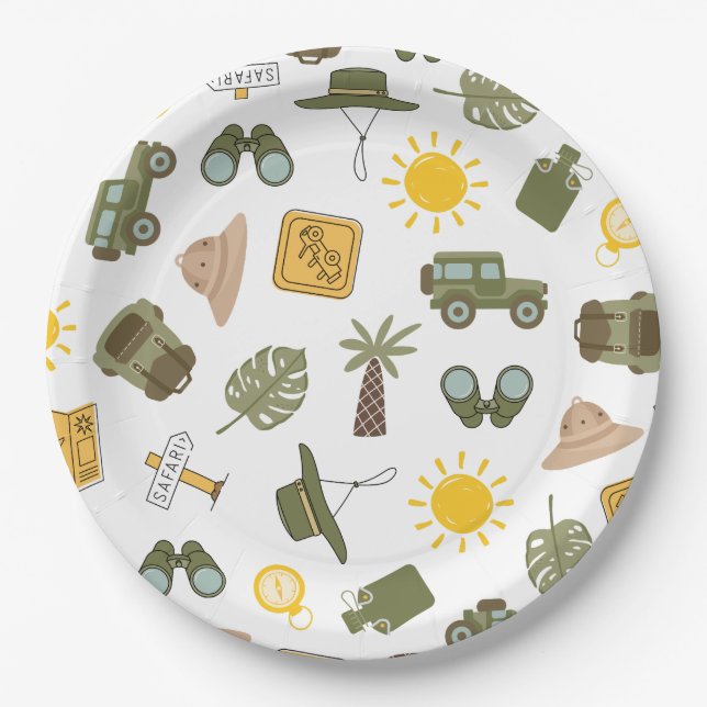Kid's Safari Birthday Party Paper Plate (Front)