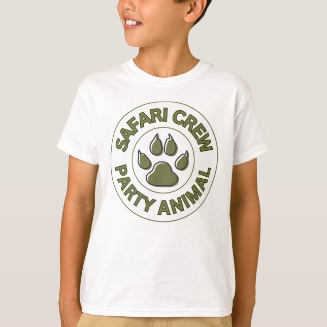 Kid's Safari Crew Party Animal Birthday Party T-Shirt (Front)