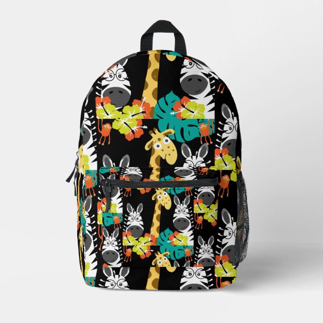 Kids Safari Nursery Art Bedroom Decor Printed Backpack (Front)