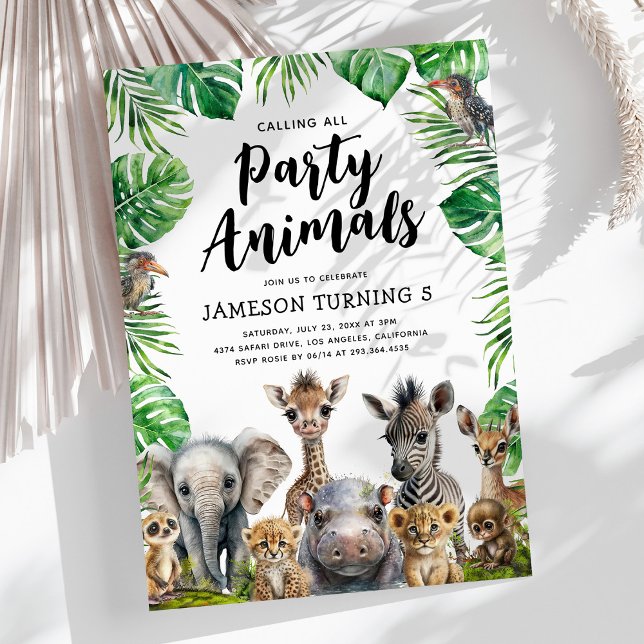 Kids Safari Party Animals Birthday Invitation (Creator Uploaded)