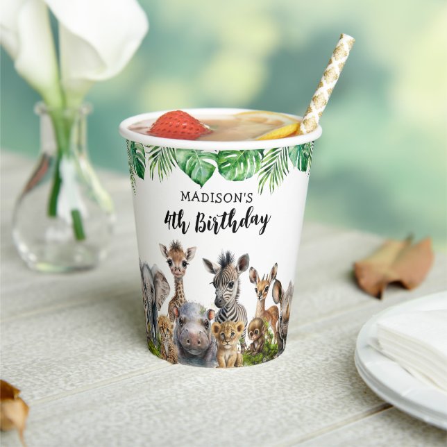 Kids Safari Party Animals Birthday Paper Cups (Insitu)