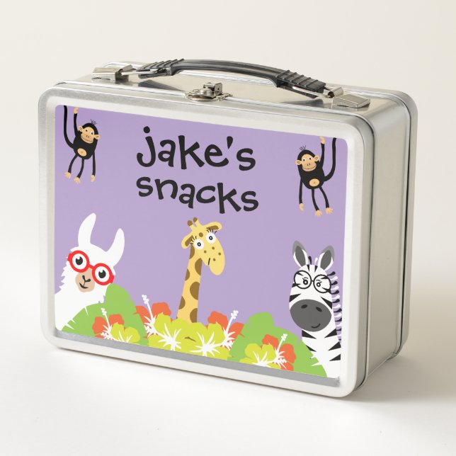 Kids Safari Preschool Food Metal Lunch Box (Front)