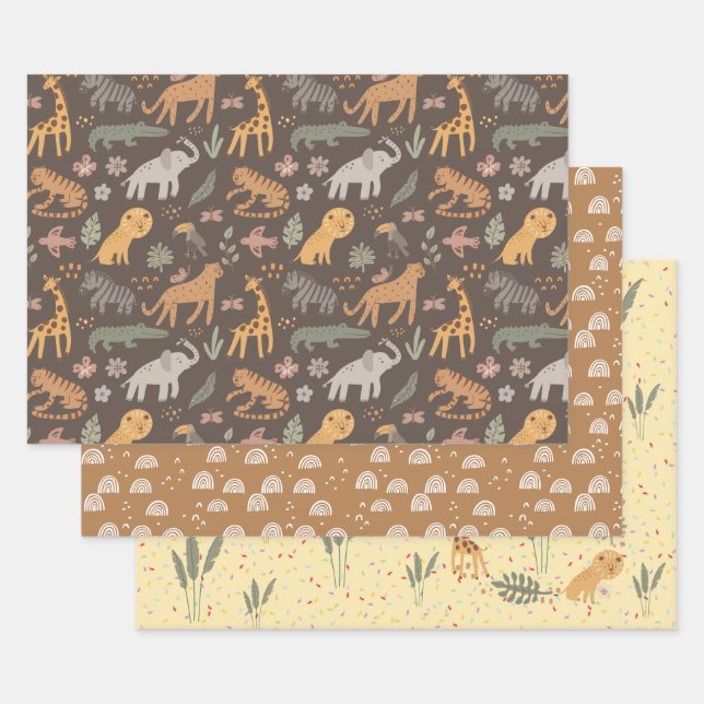Kid's Safari Set Wrapping Paper Sheet (Set)