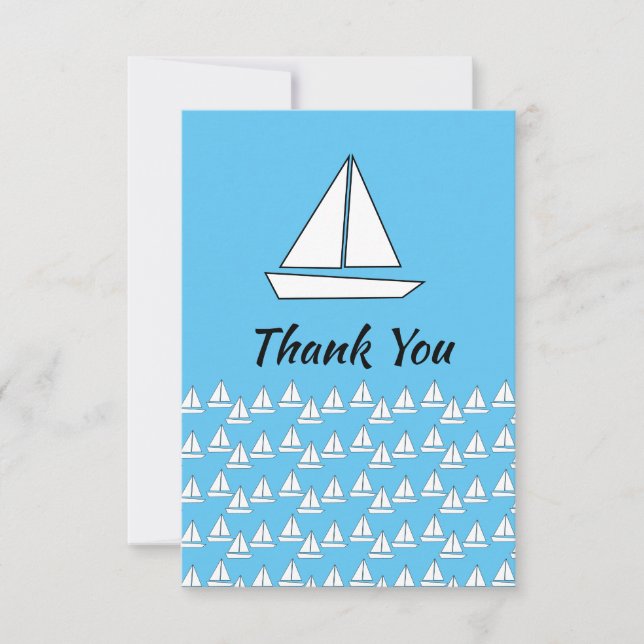 Kids Sailboat Birthday Party  Thank You Card (Front)