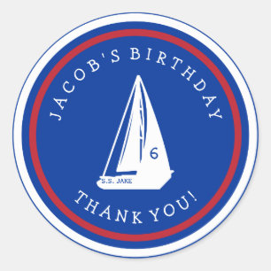 Kid's Sailboat Birthday Thank You Boat Stickers
