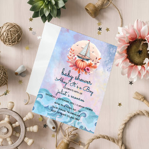 kid's sailboat Nautical Baby Shower Invitation