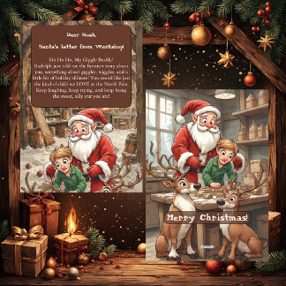 Kid's Santa’s Letter from Workshop North Pole  Holiday Card