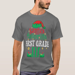 Kids Santa's Favorite First Grade Elf Christmas Fi T-Shirt