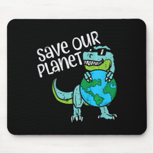 Kids Save Our Planet Trex Earth Cute Dinosaur Boys Mouse Mat