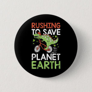 Kids Save The Planet Earth Day Environmental Dinos 6 Cm Round Badge