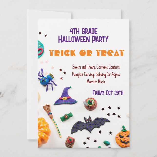 Kids School Fun Halloween Invitation (Front)