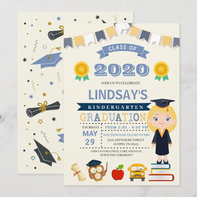 Kids School Graduation Announcement Invitation (Front/Back)