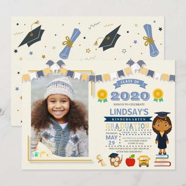 Kids School Graduation Photo Invitation (Front/Back)