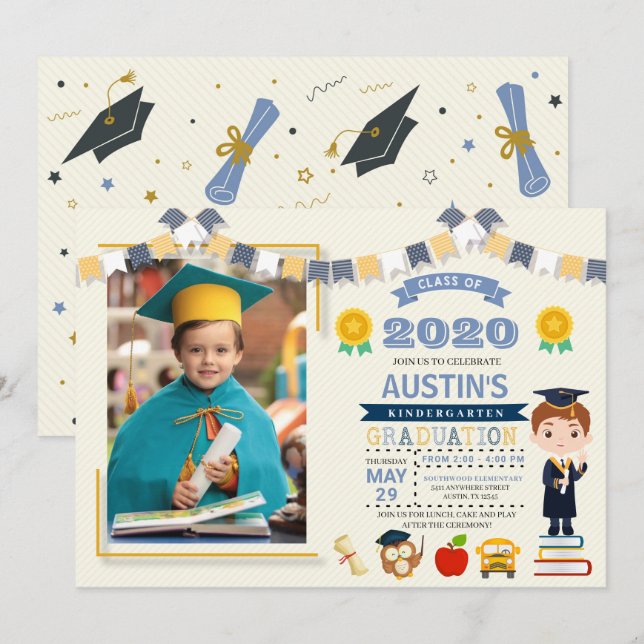 Kids School Graduation Photo Invitation (Front/Back)