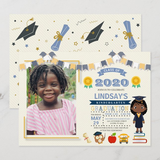 Kids School Graduation Photo Invitation (Front/Back)