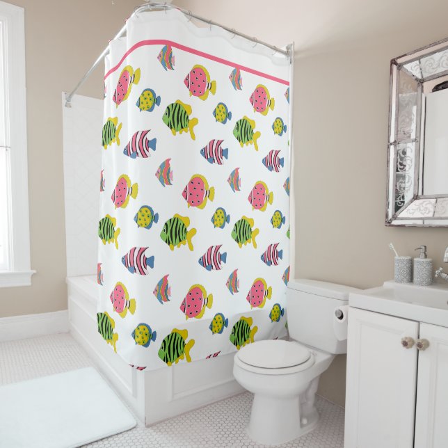 Kids School Of Fishes Shower Curtain (In Situ)