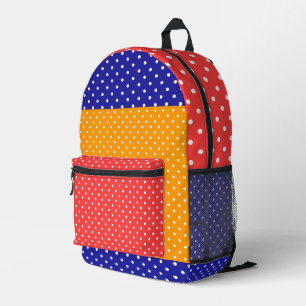 Kids School Travel Red Yellow Blue Polka Dots Printed Backpack