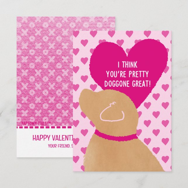 KIDS SCHOOL VALENTINE CARDS DOGGONE GREAT (Front/Back)