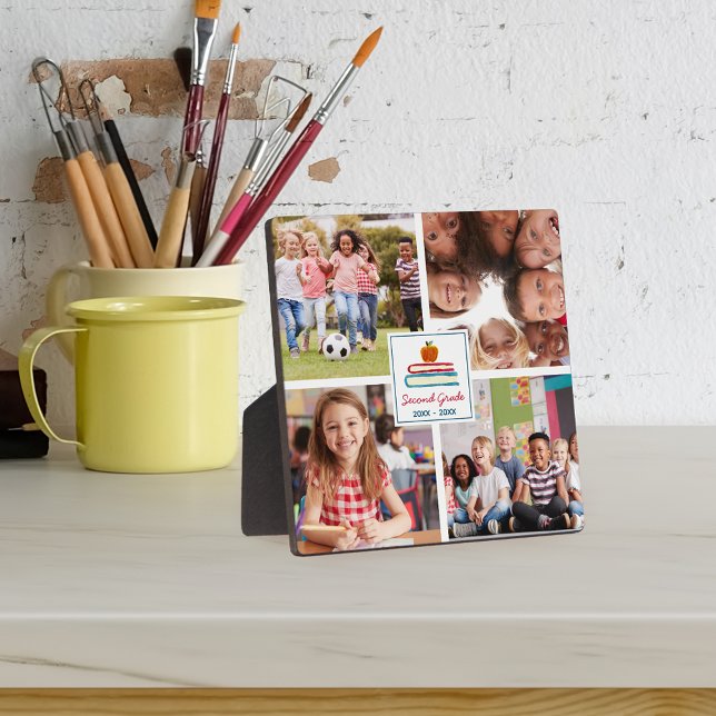 Kids School Year Keepsake 4 Photo Collage Plaque (Creator Uploaded)