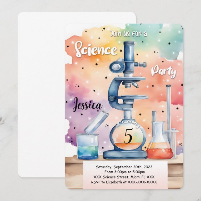 Kids Science Birthday Invitation (Front/Back)