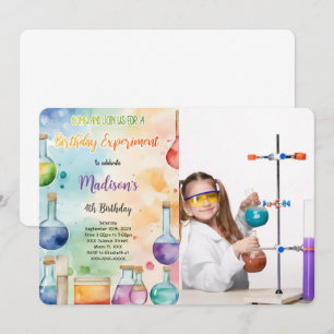 Kids Science Birthday Party Photo Invitation