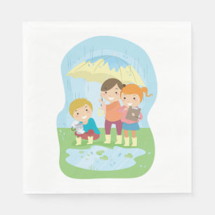 Kids Science Nature Study in Rain Napkin