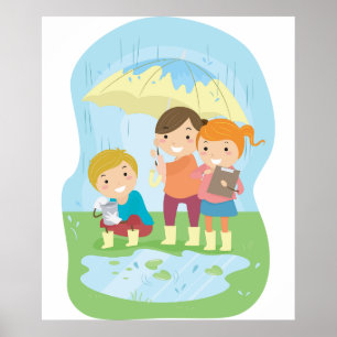 Kids Science Nature Study in Rain Poster