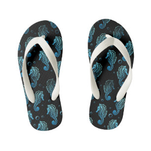 Kids Seahorse Print Flip Flops