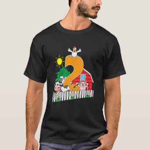 Kids Second 2nd Birthday Farm Animal Cow Pig Chic T-Shirt