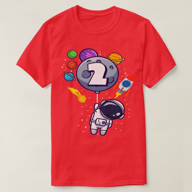Kids Second Birthday Astronaut 2 Year Old Birthday T-Shirt (Design Front)