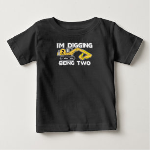 Kid's Second Birthday I'm Digging Being Two Baby T-Shirt