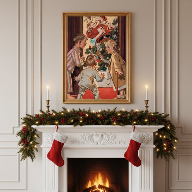 Kids See Mum Kissing Santa Claus Vintage Poster (Kids See Mom Kissing Santa Claus Vintage Poster)