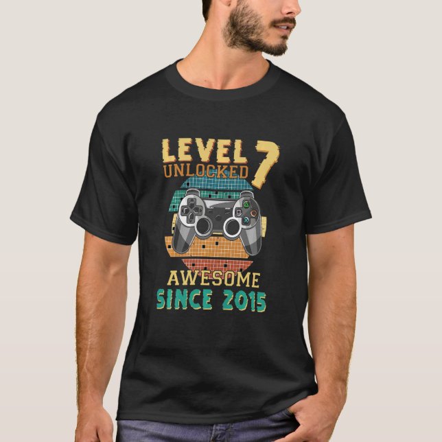 Kids Seven 7yr Bday Son Boy  Gamer 7th 7 Years Old T-Shirt (Front)
