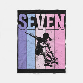 Kids Seven Years Old Skateboarder Skateboarding 7t Fleece Blanket