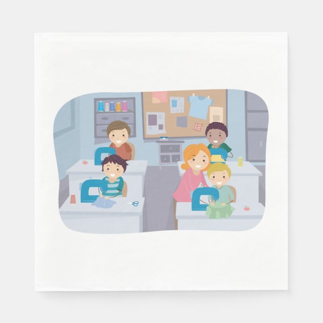Kids Sewing Class Fun Crafting and Learning  Napkin (Front)