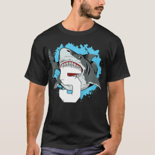 Kids Shark 5th Birthday Boy 5 Five Shark Theme Par T-Shirt