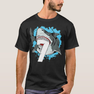 Kids Shark 7th Birthday Boy 7 Seven Shark Theme Pa T-Shirt