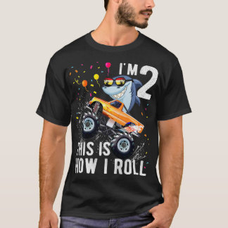 Kids Shark Monster Truck 2nd Birthday Boys and Gir T-Shirt