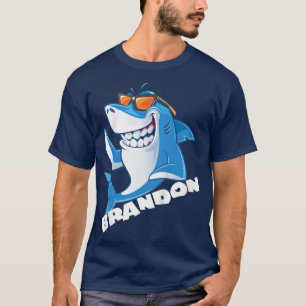 Kids Shark Name Brandon Gift Boys T-Shirt