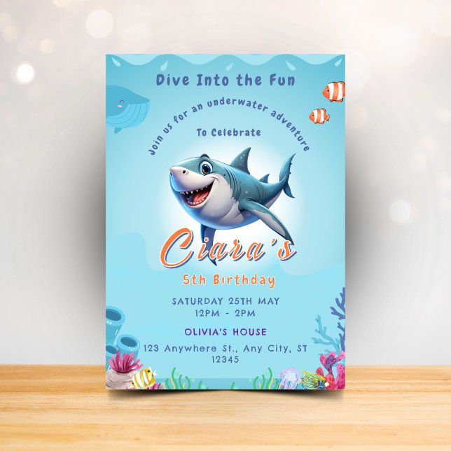 Kids Shark Party Invitations with Ocean Creatures (Creator Uploaded)