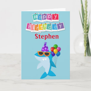 Kids Shark Personalised Custom Birthday Card