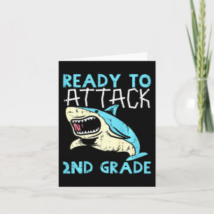 Kids Shark Ready To Attack 2nd Grade Second First  Card