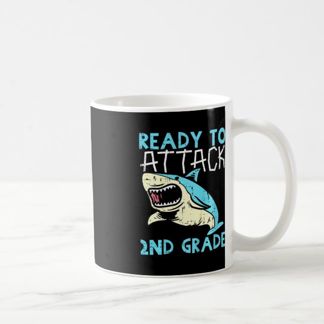 Kids Shark Ready To Attack 2nd Grade Second First  Coffee Mug (Right)