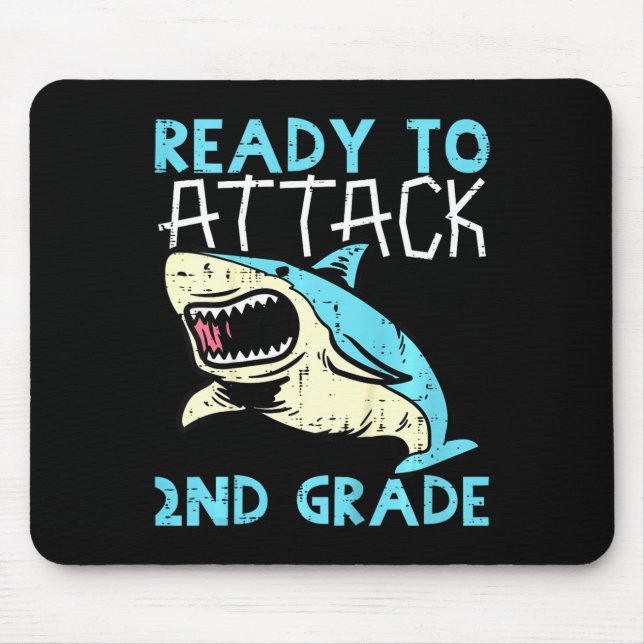 Kids Shark Ready To Attack 2nd Grade Second First  Mouse Mat (Front)