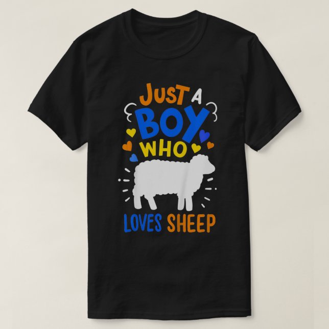Kids Sheep Just A Boy Who Loves Sheep Gift  T-Shirt (Design Front)
