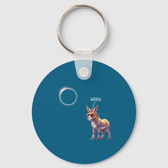Kids Shirt Donkey Solar Eclipse Farmer Dad Key Ring (Front)