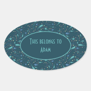 Kids Shooting Star Comet Starry Sky Starlight Oval Sticker