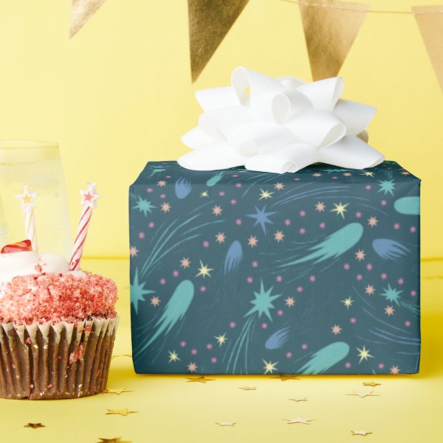 Kids Shooting Star Comet Starry Sky Starlight Wrapping Paper (Birthday Party)