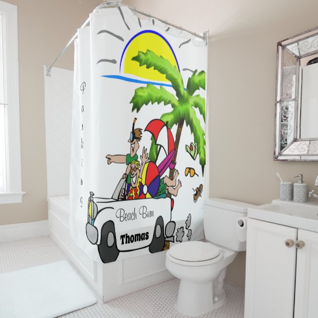 Kids Shower Curtain Beach Bum Parking (In Situ)
