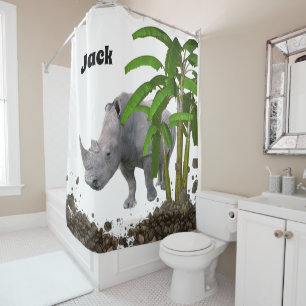 Kids Shower Curtain Rhinoceros